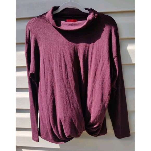 Jennifer Lopez Twist-Front Turtleneck Top Womens Large L Blouse Top Fall Winter - Picture 2 of 9